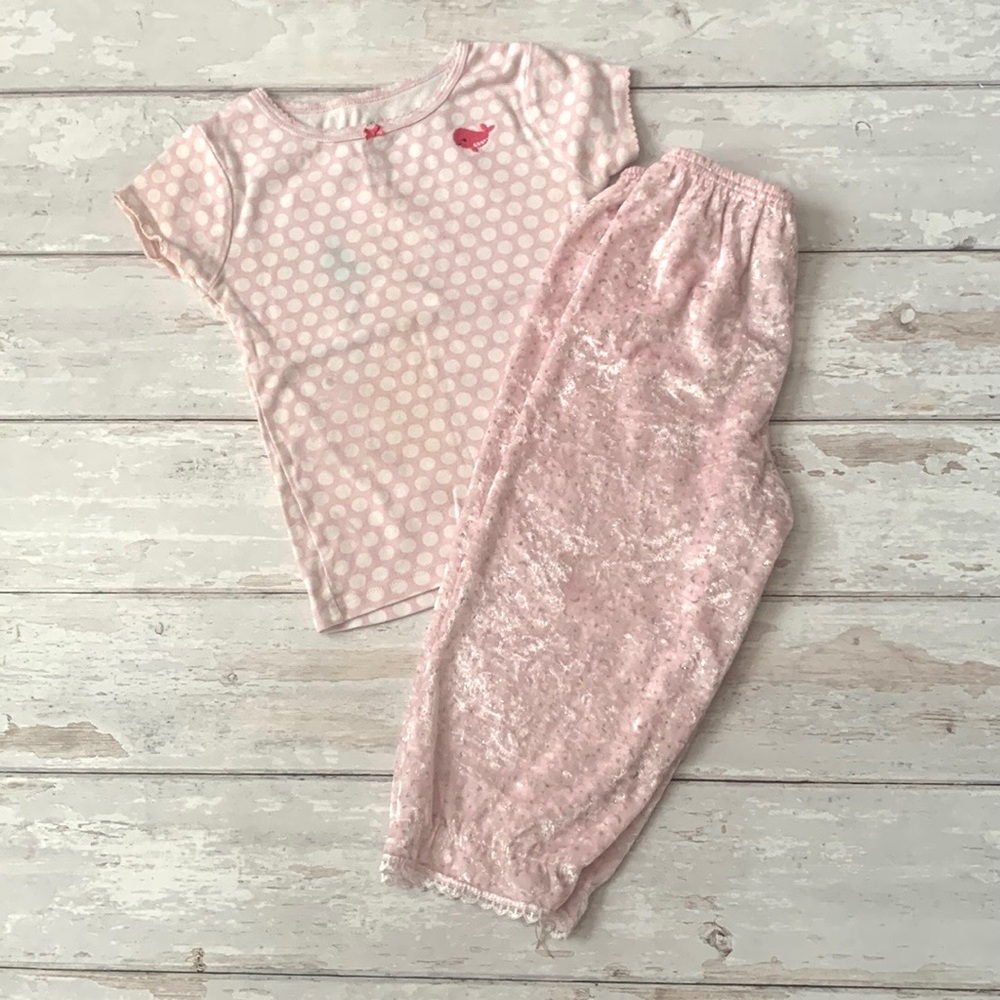 Girls 3T Pajamas Set Toddler Kids Pjs Pink Pants Short Sleeve Shirt Top